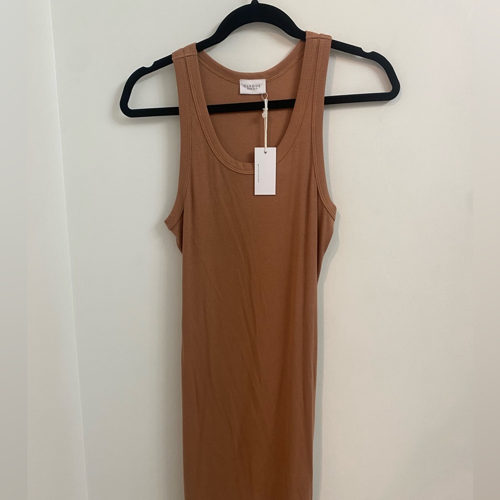 Clyque The Label Jenna Midi Dress Bronze Limited Edition Sz L NWT